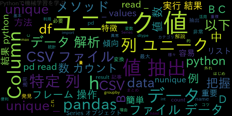 Pythonpandasでユニークな値を簡単に抽出データ解析のコツ 自作で機械学習モデルAIの使い方を学ぶ