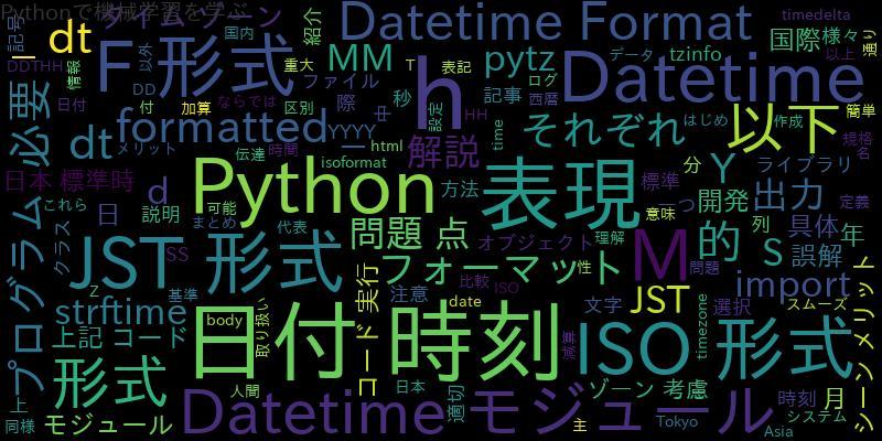 [Python] DatetimeのFormat処理(F形式、ISO形式、JST形式)