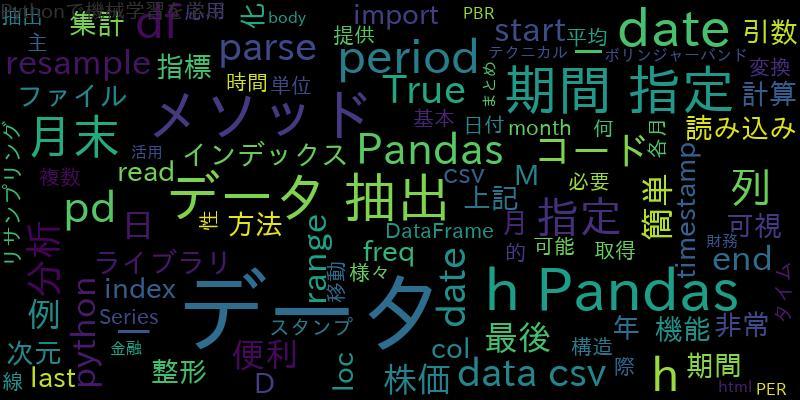 Pandasを使った月末データ抽出 期間指定データ処理